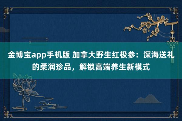 金博宝app手机版 加拿大野生红极参：深海送礼的柔润珍品，解锁高端养生新模式