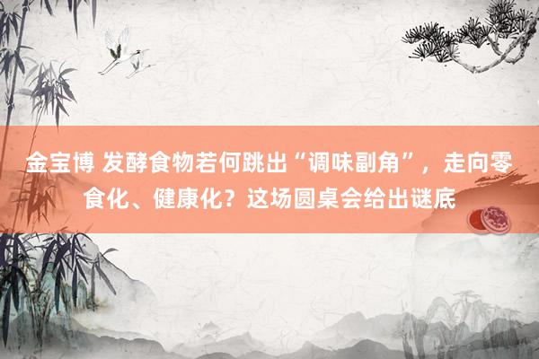 金宝博 发酵食物若何跳出“调味副角”，走向零食化、健康化？这场圆桌会给出谜底