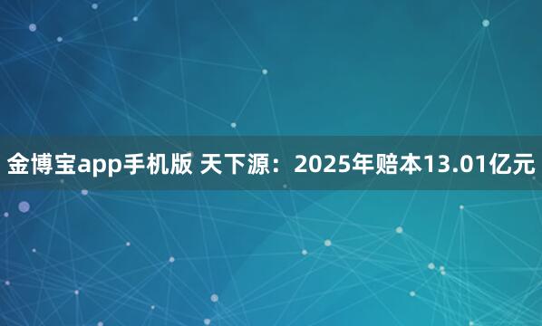 金博宝app手机版 天下源：2025年赔本13.01亿元