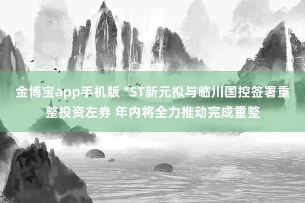 金博宝app手机版 *ST新元拟与临川国控签署重整投资左券 年内将全力推动完成重整