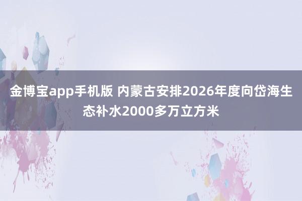 金博宝app手机版 内蒙古安排2026年度向岱海生态补水2000多万立方米