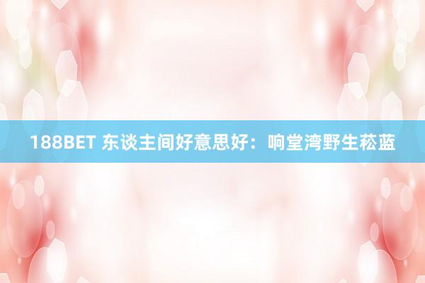 188BET 东谈主间好意思好：响堂湾野生菘蓝
