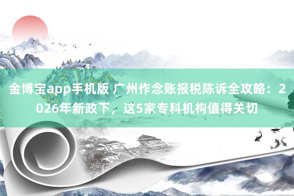 金博宝app手机版 广州作念账报税陈诉全攻略：2026年新政下，这5家专科机构值得关切