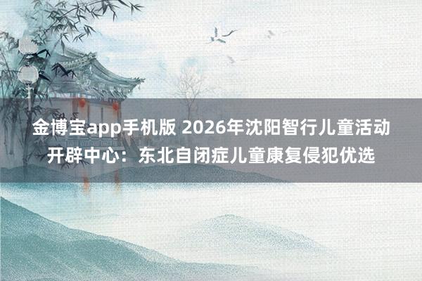 金博宝app手机版 2026年沈阳智行儿童活动开辟中心：东北自闭症儿童康复侵犯优选