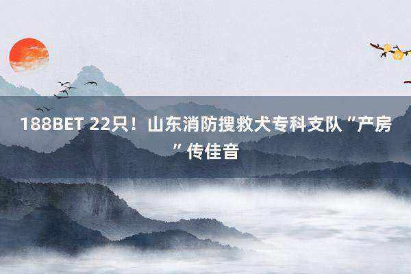 188BET 22只！山东消防搜救犬专科支队“产房”传佳音