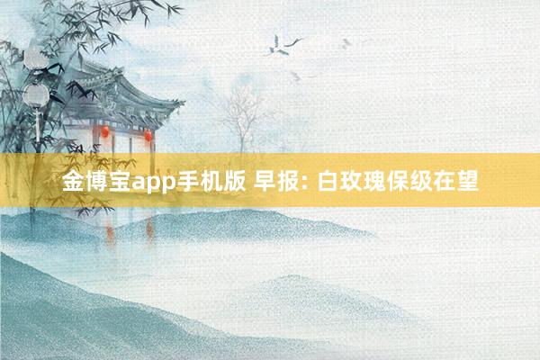 金博宝app手机版 早报: 白玫瑰保级在望